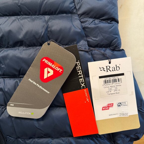 Women's Rab Cirrus Alpine Insulated Jacket, Size Medium, Tempest Blue, NWT - Picture 7 of 11